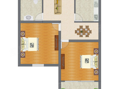 2室1厅 72.00平米户型图