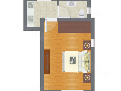 1室0厅 30.45平米户型图