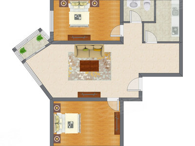2室2厅 115.25平米户型图