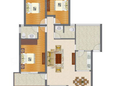 3室2厅 125.15平米