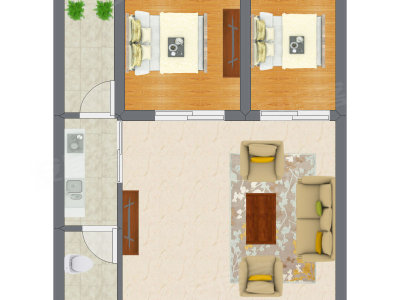 2室1厅 41.00平米
