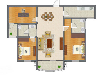 3室2厅 148.67平米户型图