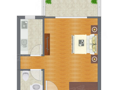 1室0厅 53.35平米户型图