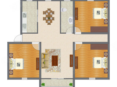 3室2厅 93.76平米