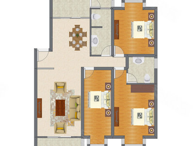 3室2厅 145.53平米户型图