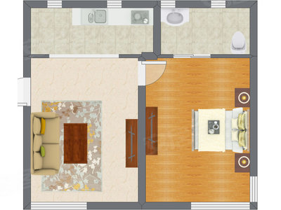 1室1厅 70.68平米户型图