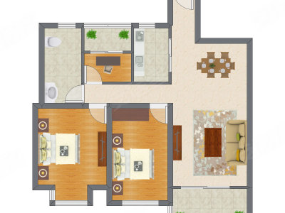 3室2厅 101.86平米