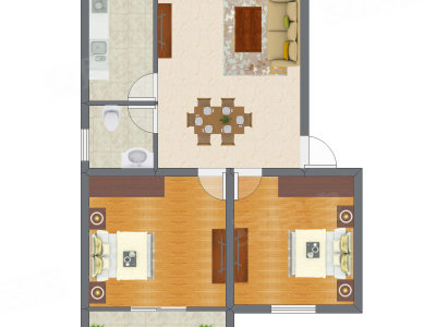 2室2厅 76.10平米