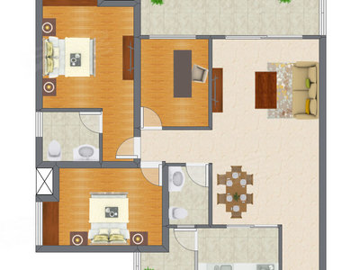 3室2厅 90.29平米