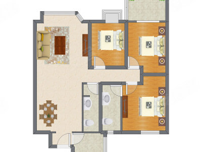 3室2厅 110.44平米户型图