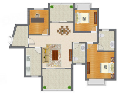 2室2厅 115.04平米户型图