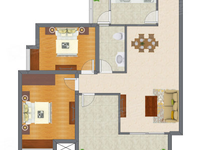 2室2厅 94.52平米户型图