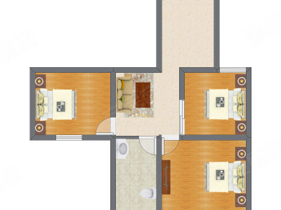 3室1厅 54.57平米
