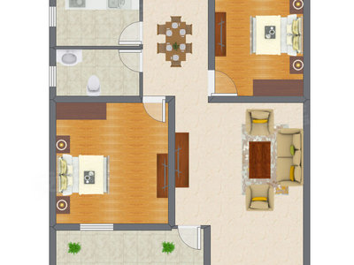 2室2厅 81.24平米户型图