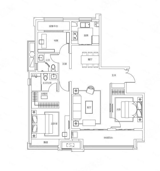 济宁华侨城·运河12833室2厅2卫119㎡南北117万