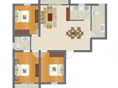 3室2厅 80.89平米