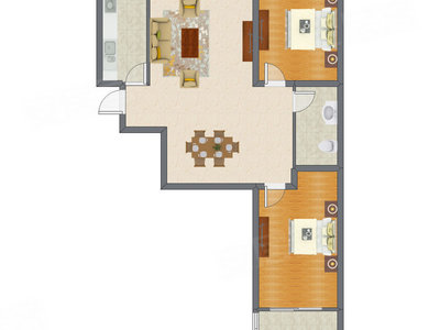2室2厅 98.12平米户型图