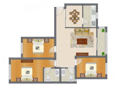 3室2厅 110.00平米