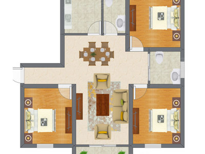 2室2厅 111.64平米户型图