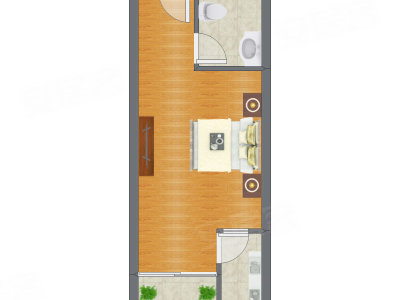 1室0厅 43.23平米户型图