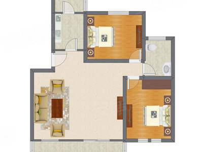 2室1厅 99.31平米