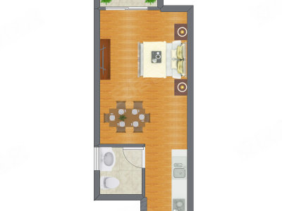 1室0厅 29.00平米户型图