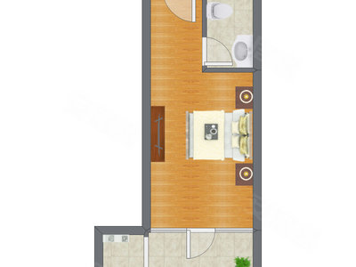 1室0厅 39.55平米户型图
