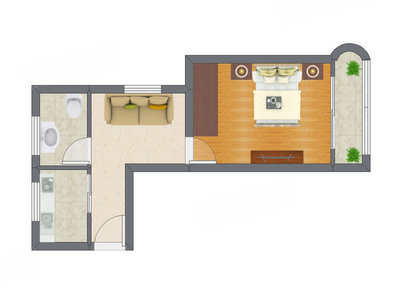 1室1厅 56.00平米户型图