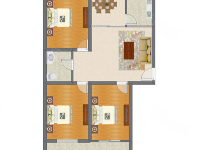 3室2厅 114.82平米户型图