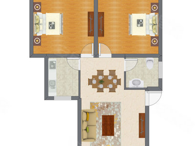 2室2厅 64.00平米