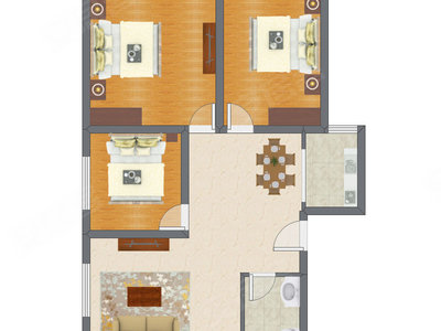 3室1厅 121.40平米
