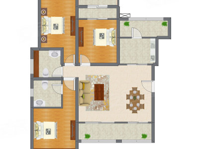 3室2厅 93.02平米户型图