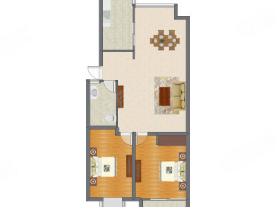 2室2厅 108.57平米户型图
