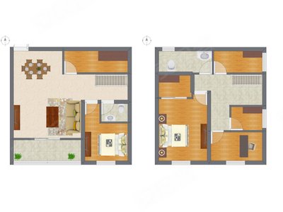 2室1厅 47.09平米户型图