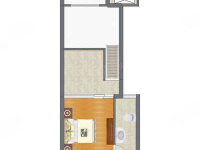 1室2厅 43.60平米户型图
