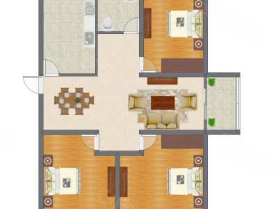 3室1厅 97.25平米