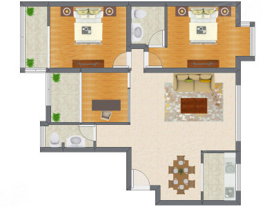 3室2厅 115.41平米户型图