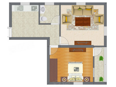 1室1厅 45.13平米户型图