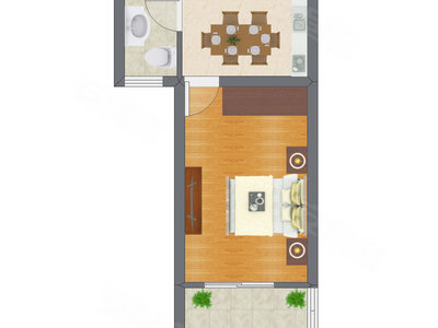 1室1厅 23.83平米户型图