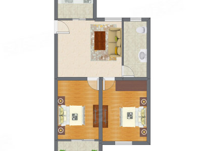 2室1厅 80.78平米户型图