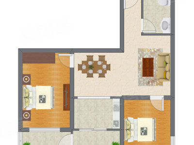 2室2厅 89.05平米户型图