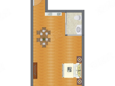 1室0厅 55.49平米户型图