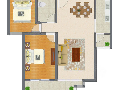 2室2厅 96.67平米户型图