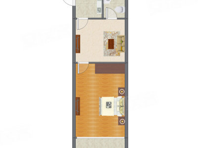 1室1厅 41.59平米户型图