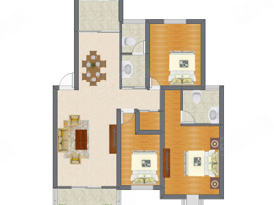 3室1厅 72.35平米