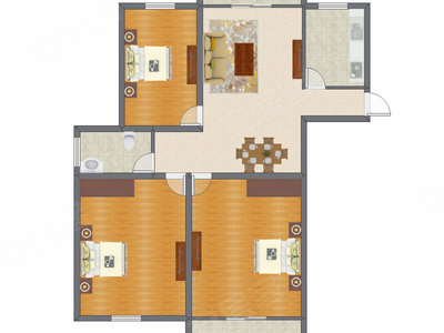 3室2厅 131.79平米户型图