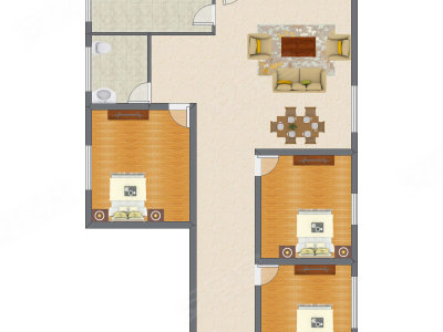 3室1厅 60.71平米