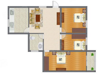 3室1厅 88.44平米
