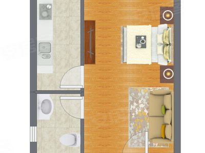 1室0厅 26.44平米户型图