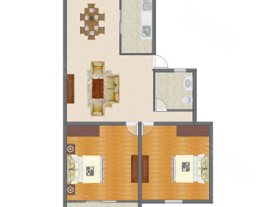 2室1厅 109.50平米户型图